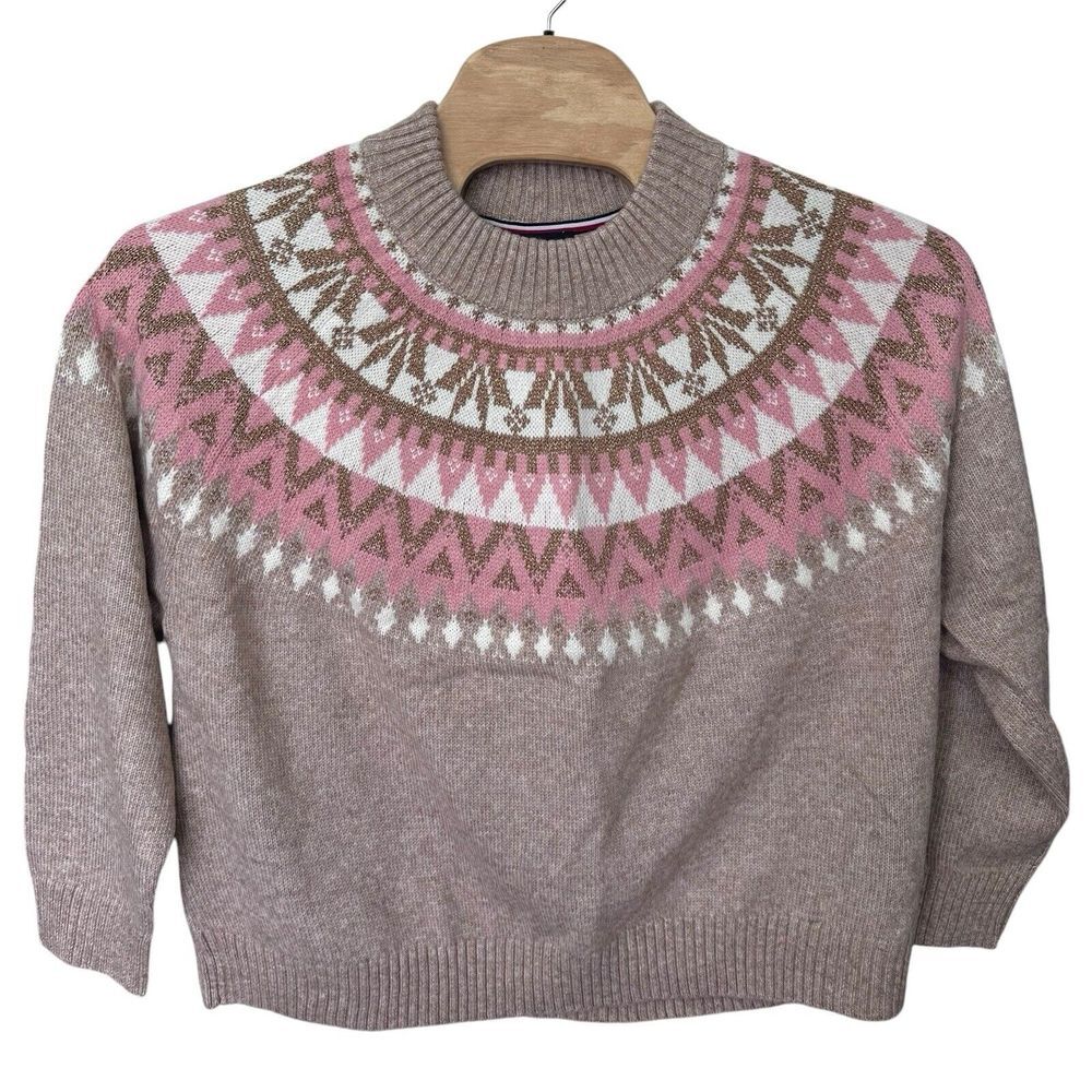TOMMY HILFIGER Nordic Half Snowflake‎ Pullover Sweater 2X Beige Fairisle NWT